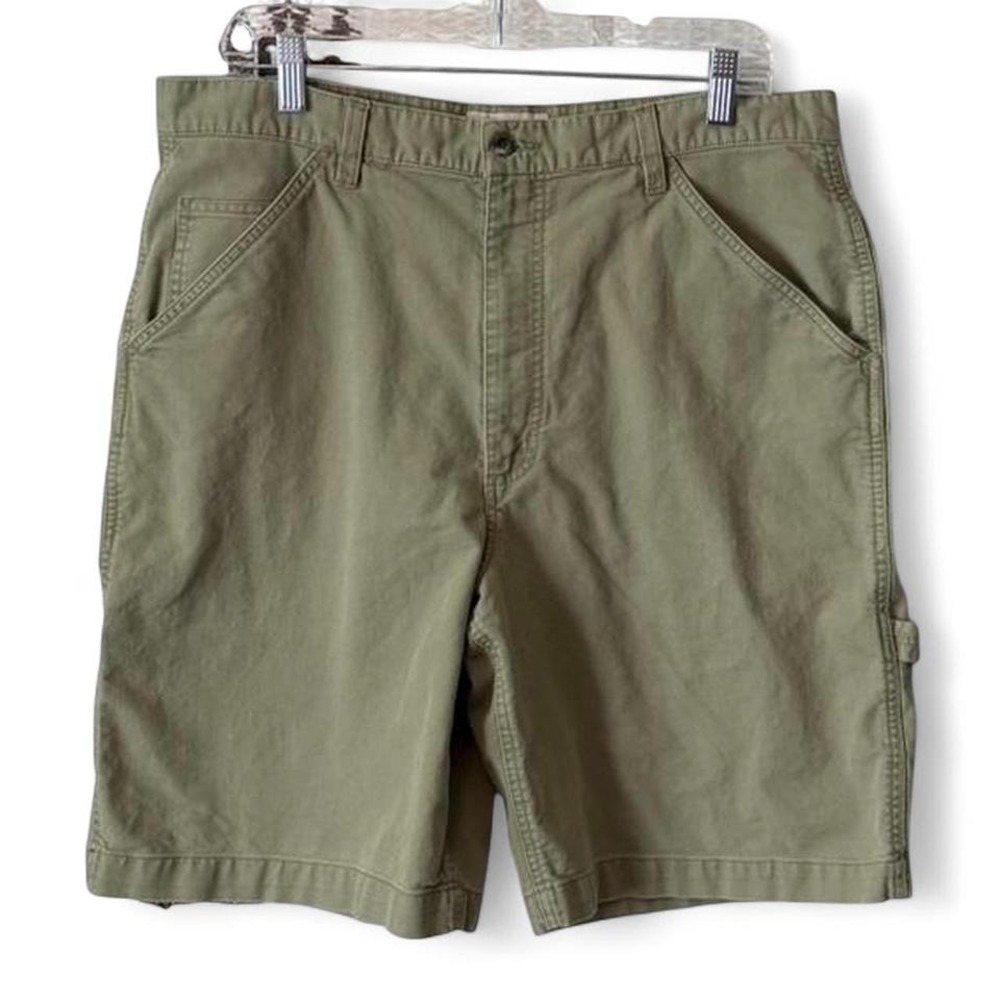 Vintage‎ Y2K Roundtree & Yorke Khaki Green Utility Carpenter Shorts, Men's Sz 36